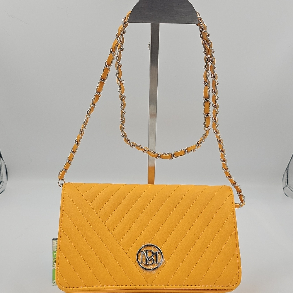 Badgley Mischka Mustard Quilted Crossbody Bag
